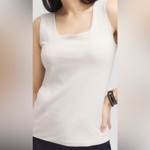 Fitted Cream Tank Top with Square Neckline